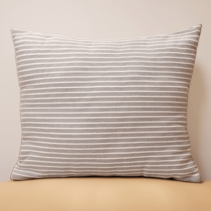 Hand-woven Grey Dobby with White Rib Dec Pillow Cover (16"x18")