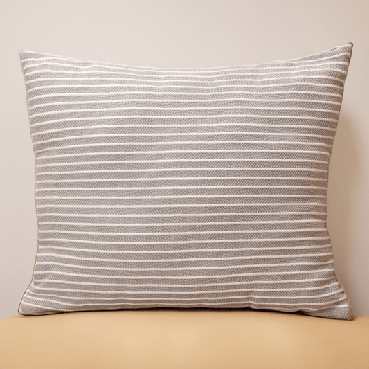 Hand-woven Grey Dobby with White Rib Dec Pillow Cover (16"x18")