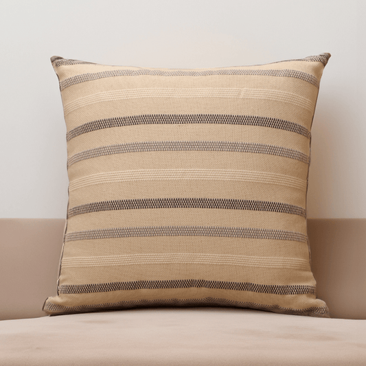 Hand-woven Gray, White and Black Stripes Kora Dec Pillow Cover (18"x18")