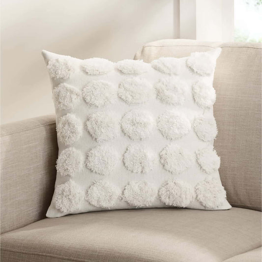 Hand-woven Circle Tufted Dec Pillow Cover (20"x20")