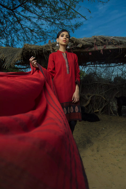 Red Dahllia Hand-Woven UNS 3Pc, Dresses, Dresses, VOILE